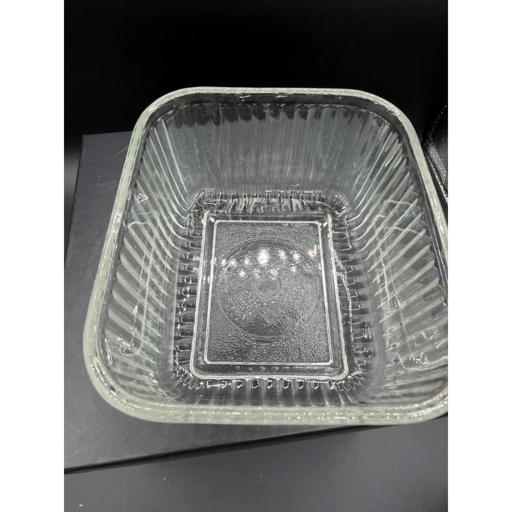 🍇Vintage Anchor Hocking Ribbed Glass Refrigerator Dish w/ Lid - Fruit Accents